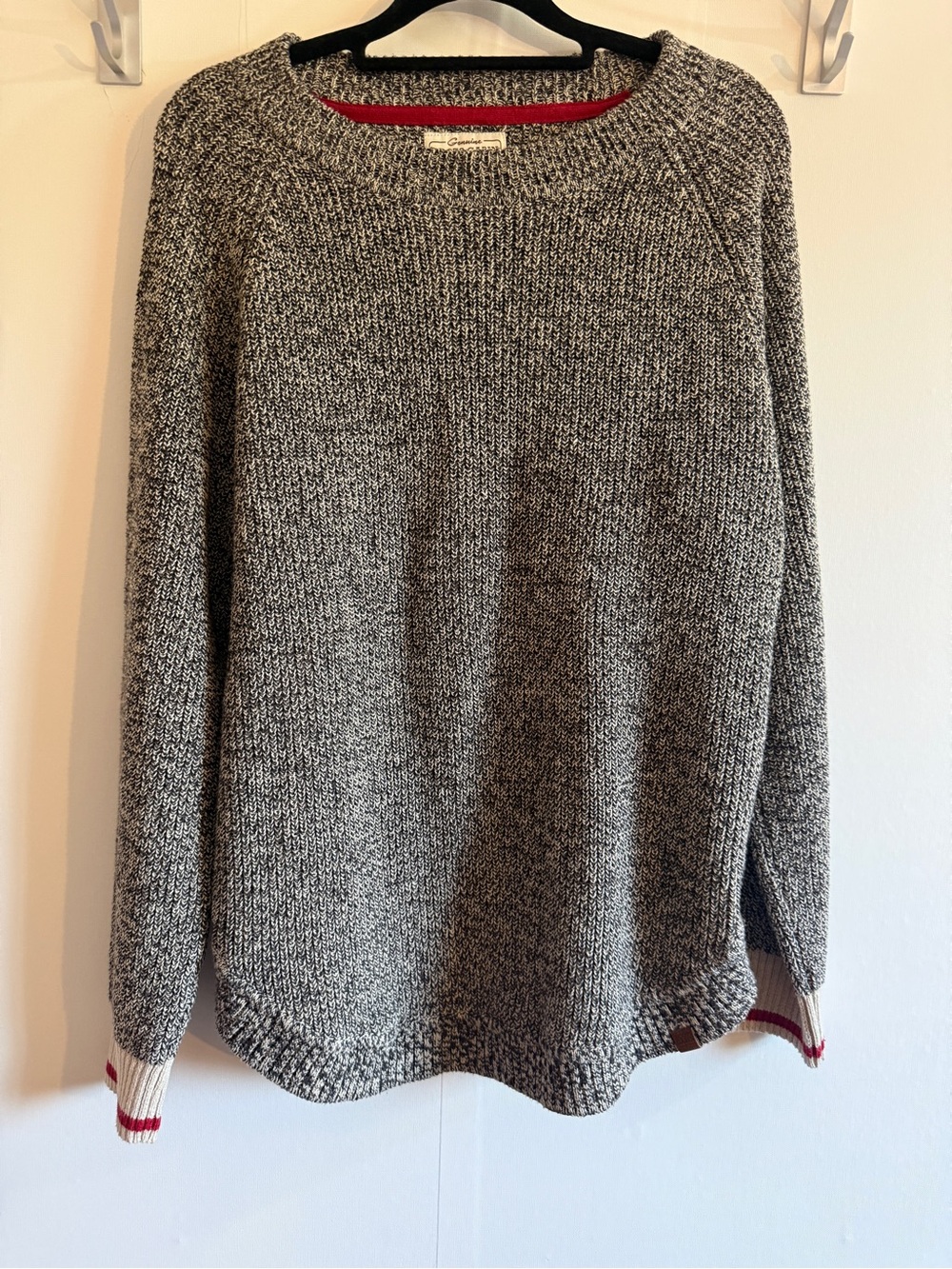 Roots Cabin Marled Knit Sweater Large Grey Crewneck Cottage Core Outdoor Canada
